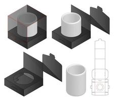 design de modelo cortado de embalagem de caixa. Maquete 3D vetor