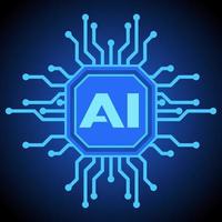 artificial inteligência símbolo vetor ilustração. brilhando azul chipset para artificial inteligência ilustração. lasca ícone para gráfico recurso do tecnologia, futurista, computador, cyber e Ciência