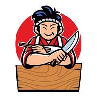 Japão chefe de cozinha com desenho animado estilo vetor