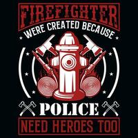bombeiro gráficos camiseta Projeto vetor