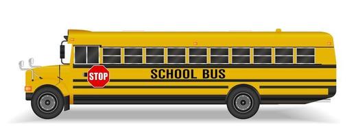 ônibus escolar real em um fundo branco