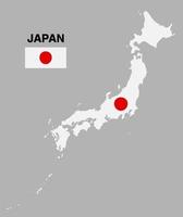 mapa do japão com bandeira isolada vector eps10