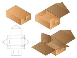 design de modelo cortado de embalagem de caixa. Maquete 3D vetor