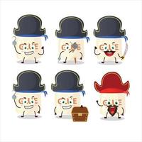 desenho animado personagem do cola com vários piratas emoticons vetor