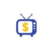 tv antiga com o símbolo do dólar, logotipo do vetor