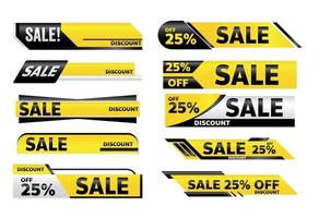 design de tag de promoção de banner amarelo de venda para marketing vetor