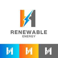 h carta renovável energia logotipo Projeto vetor