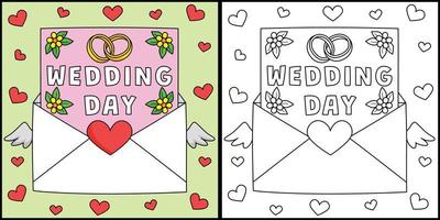 Casamento dia carta coloração página ilustração vetor