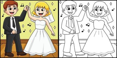 Casamento noivo e noiva dançando ilustração vetor
