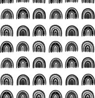 padrão preto e branco do arco-íris. padrão de arco-íris preto. ilustração vetorial desenhada à mão em um estilo escandinavo minimalista vetor