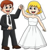 Casamento noivo e noiva dançando desenho animado clipart vetor