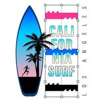 camisa estampado surf califórnia vetor