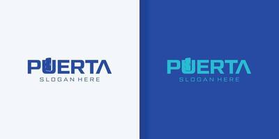 porta logotipo, aberto porta logotipo com porta prato , logotipo Projeto simples logotipo vetor ilustração