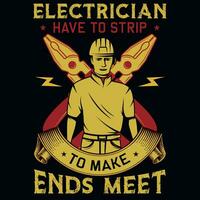 eletricista tipografia gráficos camiseta Projeto vetor