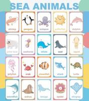 mar animal poster. educacional imprimível poster. vetor ilustrações.