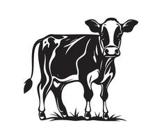 vaca retrato estilizado vetor símbolo, Preto e branco vaca, vaca, laticínios ícone