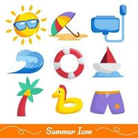 coleção de ícones de praia de verão vetor