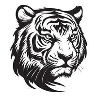 tigre face, silhuetas tigre face svg, Preto e branco tigre vetor