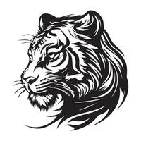 tigre face, silhuetas tigre face svg, Preto e branco tigre vetor