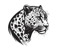 leopardo face, silhuetas leopardo face, Preto e branco leopardo vetor