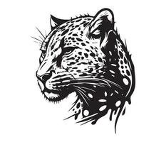 leopardo face, silhuetas leopardo face, Preto e branco leopardo vetor