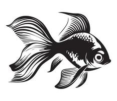 peixinho dourado, dourado peixe animal peixe ilustração Preto e branco lado Visão esboço imagem vetor