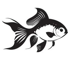 peixinho dourado, dourado peixe animal peixe ilustração Preto e branco lado Visão esboço imagem vetor