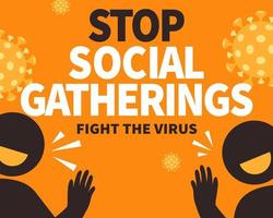 Pare social encontro para luta a vírus, covid-19 prevenção aviso prévio vetor