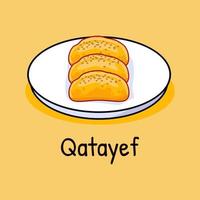 qatayef árabe tradicional cozinha ásia Comida vetor