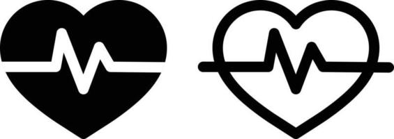 batimento cardiaco ícone conjunto vetor dentro dois estilos . coração pulso ícone