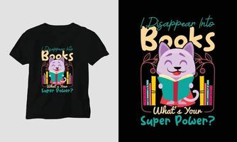 livro amante camiseta Projeto conceito vetor