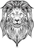 uma cabeça de leão em ilustração vetorial preto e branco vetor