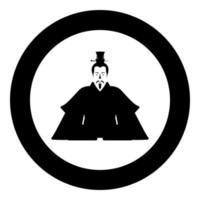 imperador Japão China silhueta chinês nobreza japonês antigo personagem avatar imperial régua ícone dentro círculo volta Preto cor vetor ilustração imagem sólido esboço estilo