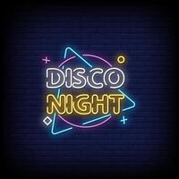 Vetor de texto de estilo de sinais de néon de noite de discoteca