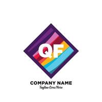 qf inicial logotipo com colorida modelo vetor. vetor