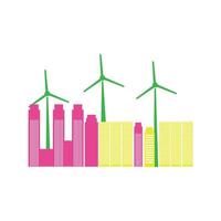verde cidade construção conceito com vento poder turbinas vetor