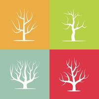 conjunto de quatro silhuetas de árvores em fundos coloridos. ilustração vetorial. vetor