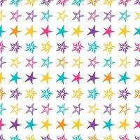 fundo sem emenda de estrelas doodle. estrelas desenhadas à mão multicoloridas em fundo branco. ilustração vetorial vetor