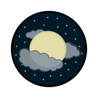 lua ícone com estrelas e nuvens vetor