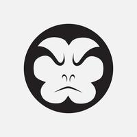 logotipo minimalista do gorila. design de vetor de espaço negativo simples. isolado com fundo suave.