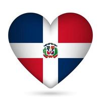 dominicano república bandeira dentro coração forma. vetor ilustração.
