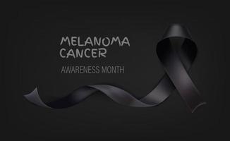 banner do mês de conscientização de melanoma. fita preta e inscrição vetor