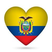 Equador bandeira dentro coração forma. vetor ilustração.