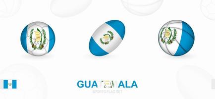 Esportes ícones para futebol, rúgbi e basquetebol com a bandeira do Guatemala. vetor