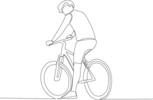 traseiro Visão do uma homem sentado em uma bicicleta vetor