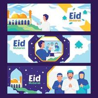 coleção de banners eid mubarak vetor