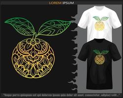 gradiente colorida laranja fruta mandala artes isolado em Preto e branco t camisa. vetor