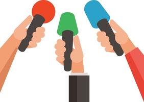 vetor imagem do repórteres mãos segurando microfones