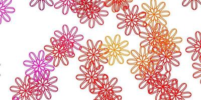 padrão de doodle de vetor rosa e amarelo claro com flores.