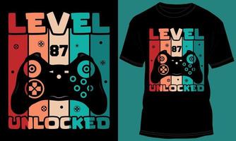 jogador ou jogos nível 87 desbloqueado camiseta Projeto vetor